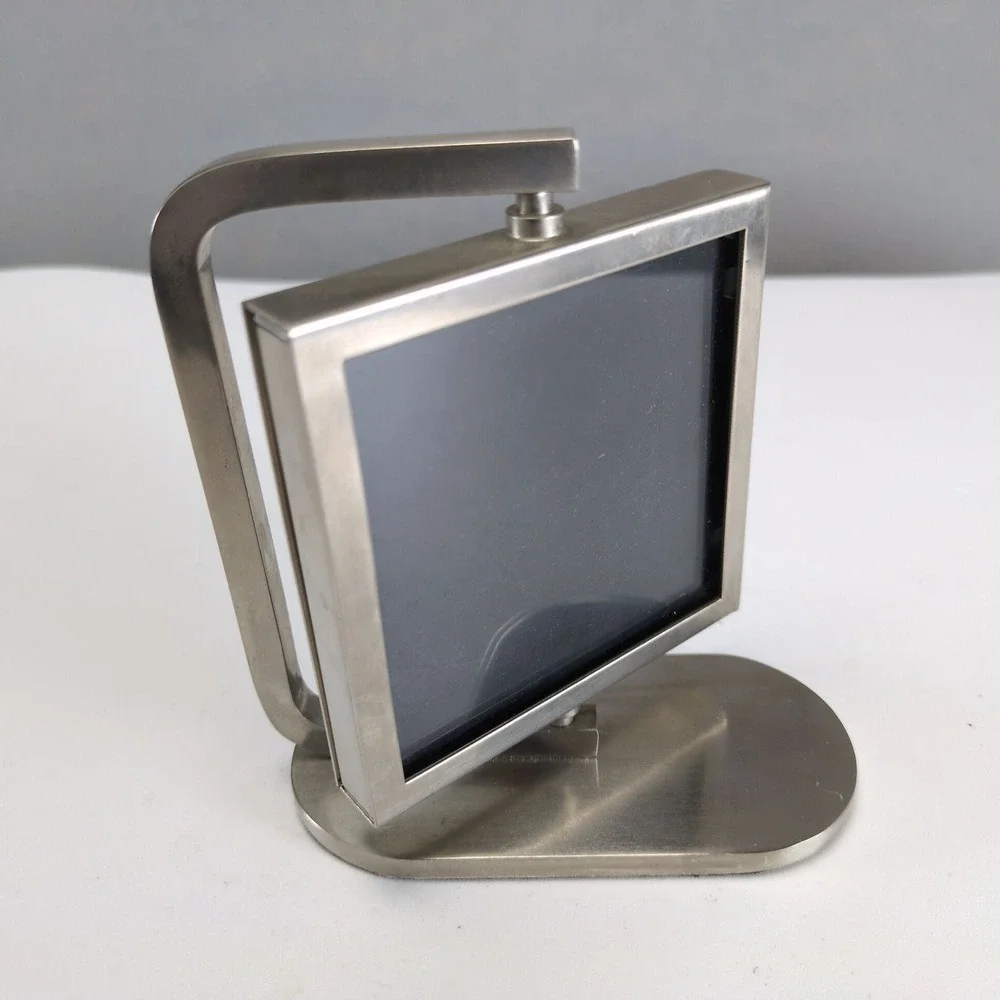 Pottery Barn Brushed Nickel Double Sided 3x3 Swing Picture Frame Heavyweight